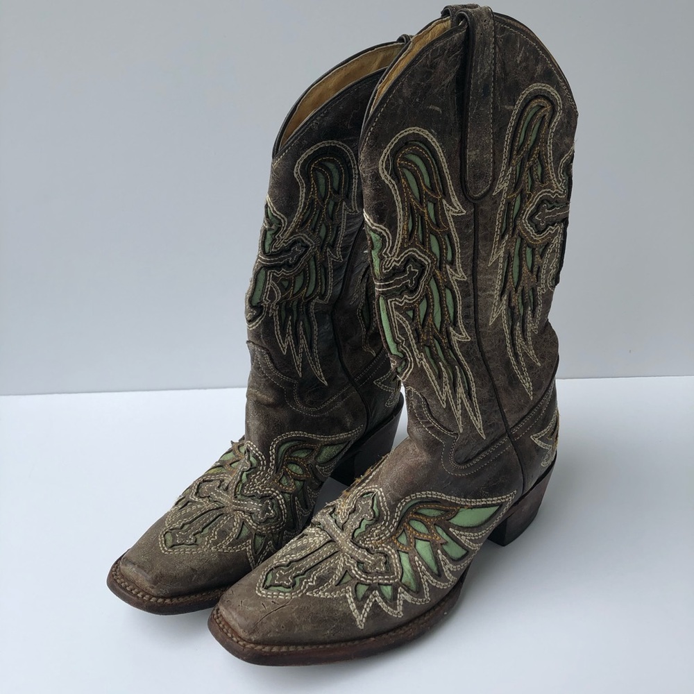 Ferrini Angel Wing Leather Western Heeled Boots